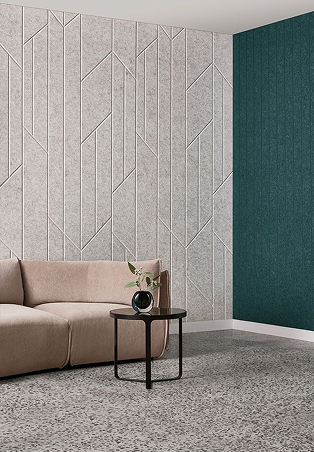 Tornex PET acoustic wall panels in V-design