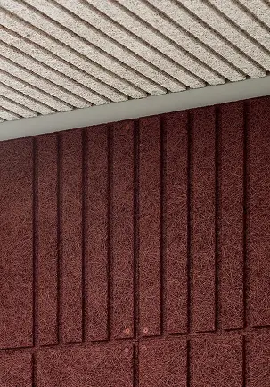 Wood wool board texture in red and gray